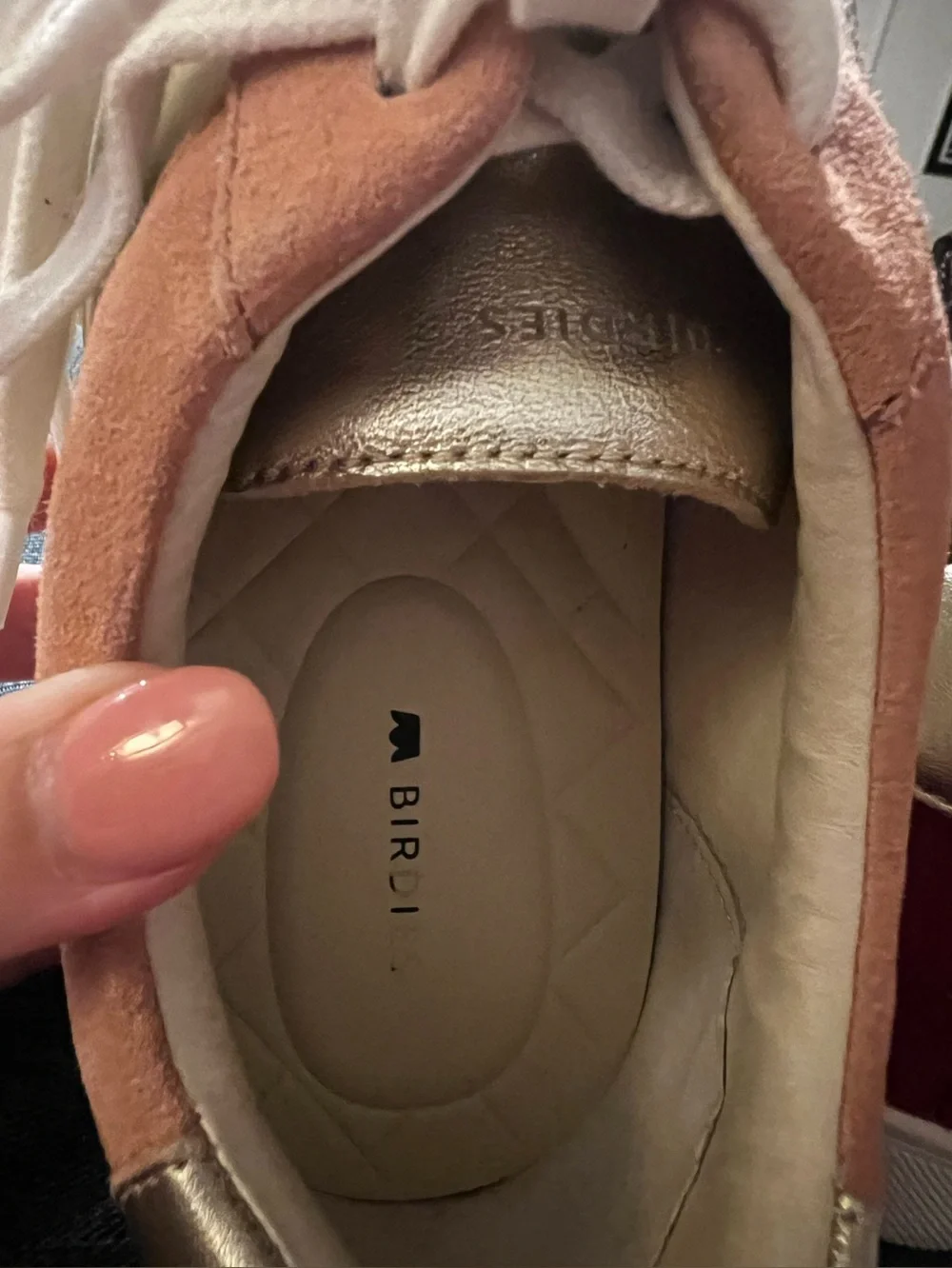 Birdies Cardinal Sneakers Pink and Gold Suede Accents Lace Up Women’s Sz 9